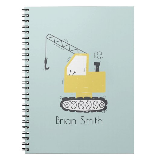 Cute Yellow Crane Illustration Custom Name Notitieboek (Voorkant)