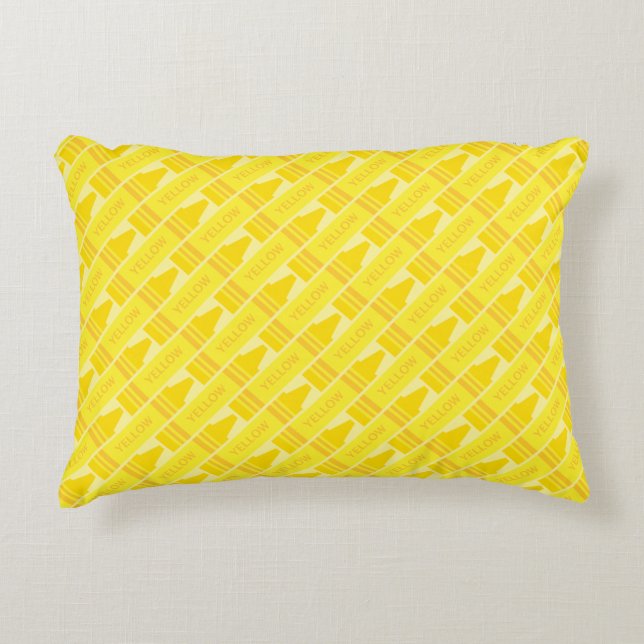 Cute Yellow Crayon Artsy Pattern Accent Kussen (Voorkant)