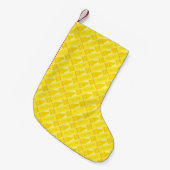 Cute Yellow Crayon Artsy Pattern Kleine Kerstsok (Voorkant (Hangend))