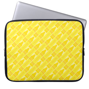 Cute Yellow Crayon Artsy Pattern Laptop Sleeve