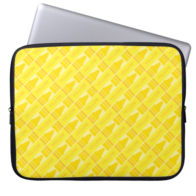 Cute Yellow Crayon Artsy Pattern Laptop Sleeve (Voorkant)