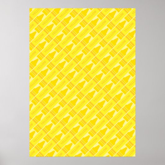 Cute Yellow Crayon Artsy Pattern Poster (Voorkant)