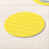 Cute Yellow Crayon Artsy Pattern Ronde Kartonnen Onderzetter (Gebogen)