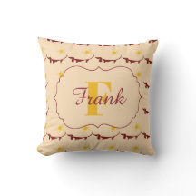 Cute Yellow Dachshund Monogram Name Sierkussen