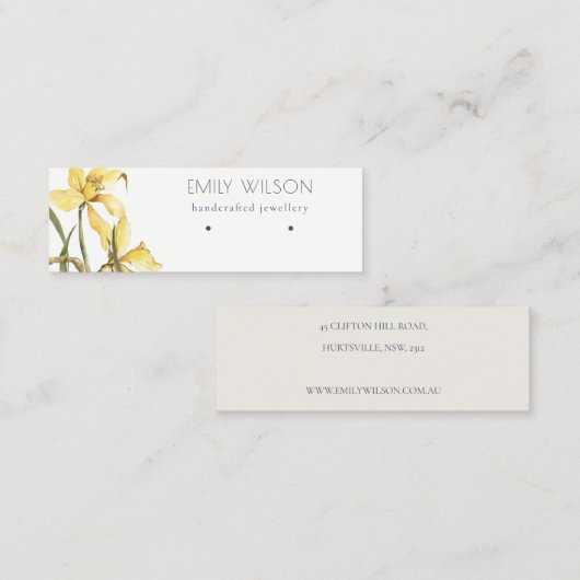 Cute Yellow Daffodil Floral Stud Earning Display Mini Visitekaartje (Voorkant / Achterkant)