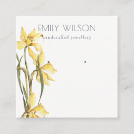 Cute Yellow Daffodil Floral Stud Earning Display Vierkante Visitekaartje
