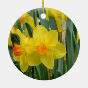 Cute Yellow Daffodil Spring Flowers Floral Keramisch Ornament