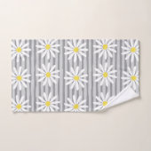 Cute Yellow Daisy Floral Grey Stripes Pattern Bad Handdoek (Handdoek)