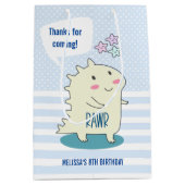 Cute Yellow Dino met Happy Stars Birthday-gunst Medium Cadeauzakje (Voorkant)