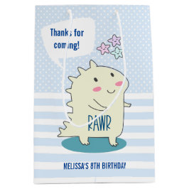 Cute Yellow Dino met Happy Stars Birthday-gunst Medium Cadeauzakje