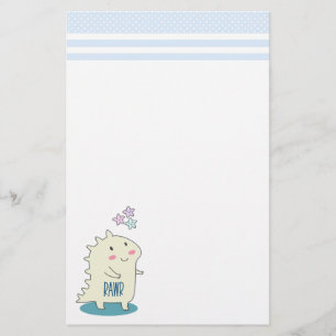 Cute Yellow Dino met Happy Stars Briefpapier