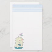 Cute Yellow Dino met Happy Stars Briefpapier (Voorkant / Achterkant)