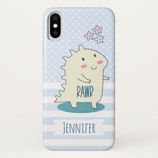 Cute Yellow Dino met Happy Stars Case-Mate iPhone Case (Achterkant)