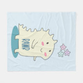 Cute Yellow Dino met Happy Stars Fleece Deken (Voorkant (Horizontaal))