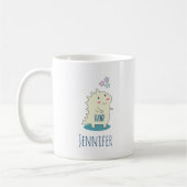 Cute Yellow Dino met Happy Stars Koffiemok (Links)