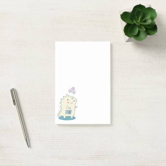 Cute Yellow Dino met Happy Stars Post-it® Notes (Kantoor)