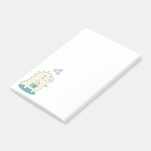 Cute Yellow Dino met Happy Stars Post-it® Notes (Schuin)
