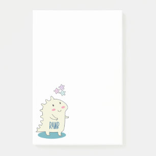 Cute Yellow Dino met Happy Stars Post-it® Notes