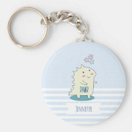 Cute Yellow Dino met Happy Stars Sleutelhanger