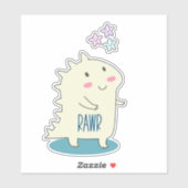 Cute Yellow Dino met Happy Stars Sticker (Vel)