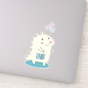 Cute Yellow Dino met Happy Stars Sticker