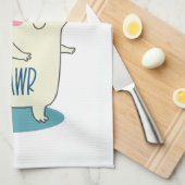 Cute Yellow Dino met Happy Stars Theedoek (Quarter Fold)