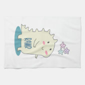 Cute Yellow Dino met Happy Stars Theedoek (Horizontaal)