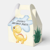 Cute Yellow Dinosaur Boy Birthday Party Bedankdoosjes (Voorkant Zijde)