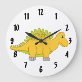Cute Yellow Dinosaur Kind wandklok/medium Grote Klok