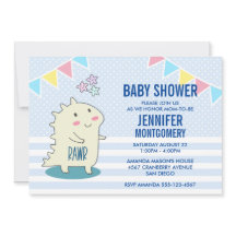 Cute Yellow Dinosaur met Happy Stars Baby shower