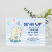 Cute Yellow Dinosaur met Happy Stars Birthday Kaart (Staand voorkant)