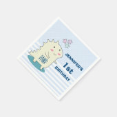 Cute Yellow Dinosaur met Happy Stars Birthday Servet (Hoek)