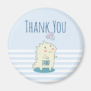 Cute Yellow Dinosaur met Happy Stars Dank je Magneet