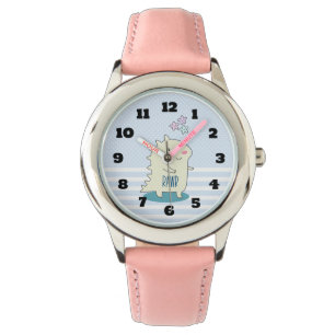 Cute Yellow Dinosaur met Happy Stars Horloge