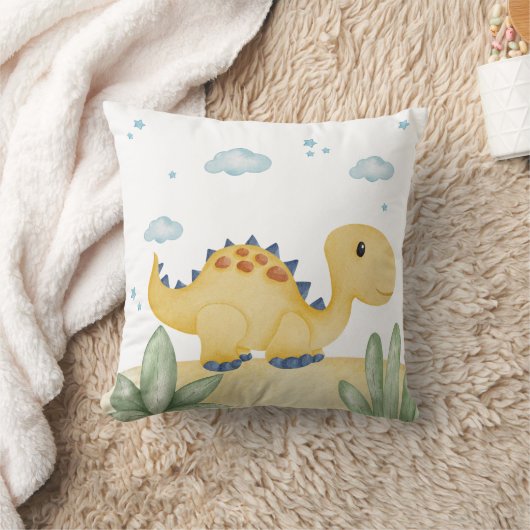 Cute Yellow Dinosaur Nursery Throw Pillow Gender Kussen (Deken)