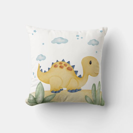 Cute Yellow Dinosaur Nursery Throw Pillow Gender Kussen (Voorkant)
