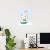 Cute Yellow Dinosaur Rawr met Happy Stars Poster (Thuiskantoor)
