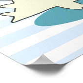 Cute Yellow Dinosaur Rawr met Happy Stars Poster (Hoek)