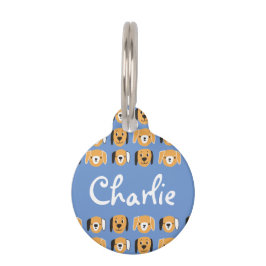 Cute Yellow Dog Head Pattern  naam Huisdierpenning