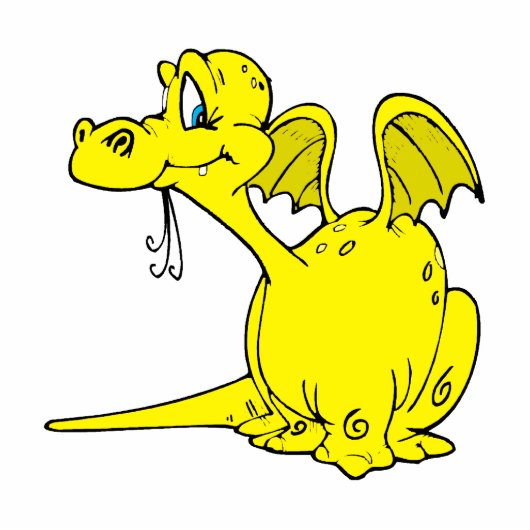Cute Yellow Dragon Baby Staand Fotobeeldje (Voorkant)