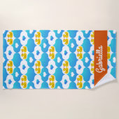 Cute Yellow Duck and Hearts Pattern Personalized Strandlaken (Voorkant)