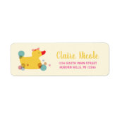 Cute Yellow Duck Birthday Etiket (Voorkant)