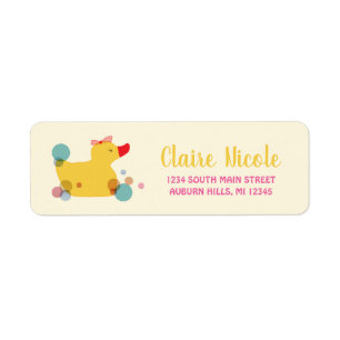 Cute Yellow Duck Birthday Etiket