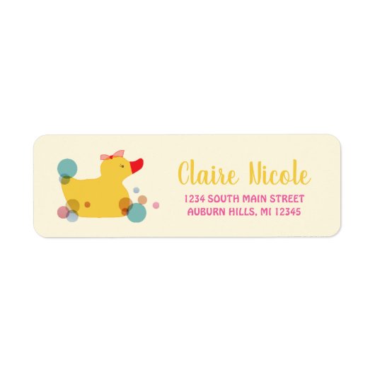 Cute Yellow Duck Birthday Etiket (Voorkant)