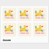 Cute Yellow Duck Birthday Party Bedankt Vierkante Sticker (Vel)
