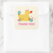 Cute Yellow Duck Birthday Party Bedankt Vierkante Sticker (Tas)