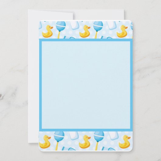 Cute Yellow Duck Blue Baby shower Bedankkaart (Achterkant)