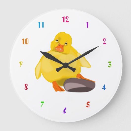 Cute Yellow Duck - Grote Klok (Voorkant)