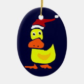 Cute Yellow Duck in Santa Hat Keramisch Ornament (Voorkant)