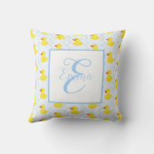Cute Yellow Duck Pattern Monogram Baby Girl Kussen (Achterkant)